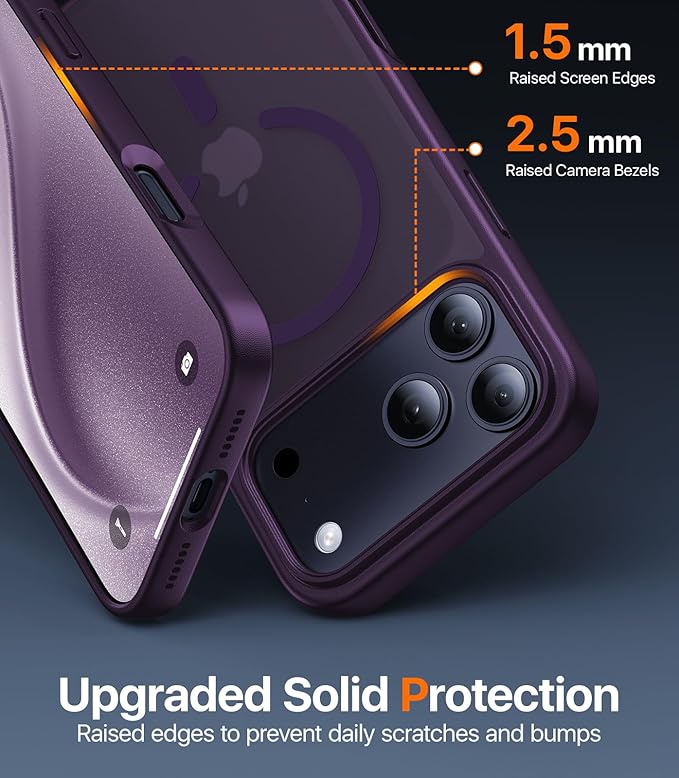 Magnetic for iPhone 17 Pro Case,[Anti-Slip][Compatible with MagSafe][Military Grade Drop Protection] Shockproof Protective Translucent Matte Phone Case for iPhone 17 Pro Case,Deep Purple