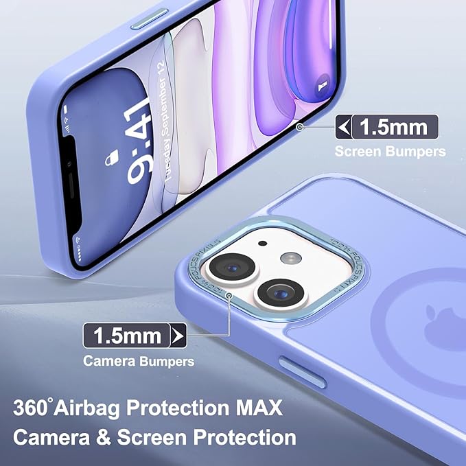 Newfuture Designed for iPhone 11 Case with Strong Magnetic [13 FT Military Drop Protection] [Compatible with Magsafe] Slim Translucent Matte Shockproof with Anti-Fingerprint Phone Case, Light Purple