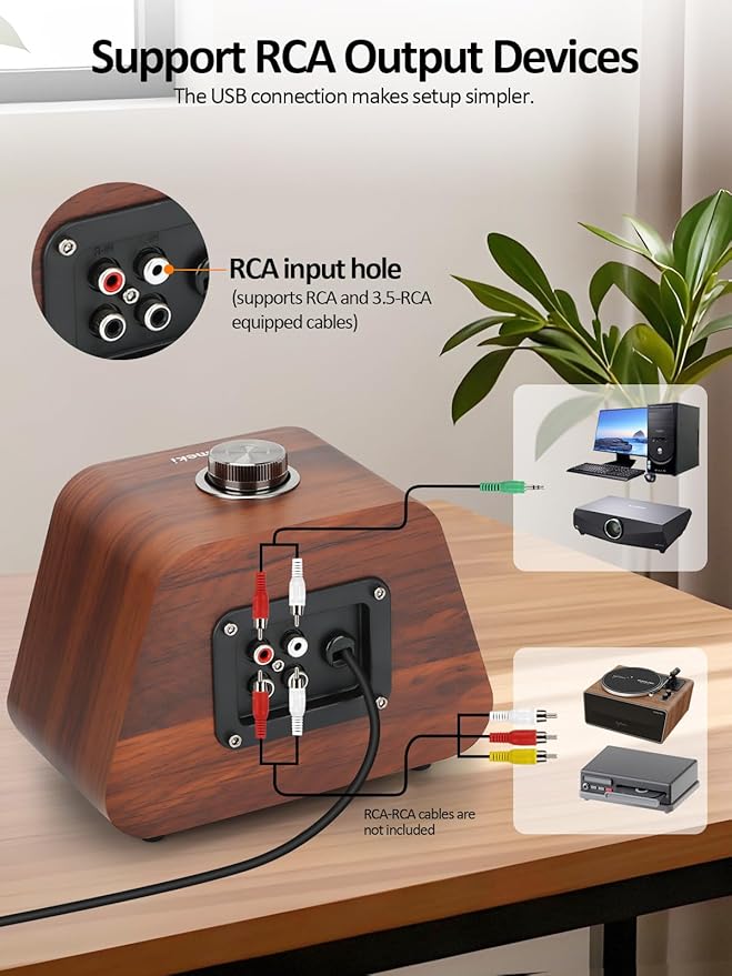 Computer Speakers, Mini PC Speaker with subwoofer,2.1 USB Powered Desktop Speakers, Bluetooth 5.0 and RCA Input pc Speakers for Desktop, Laptops, Phonograph, Phones, Tablets(K02)