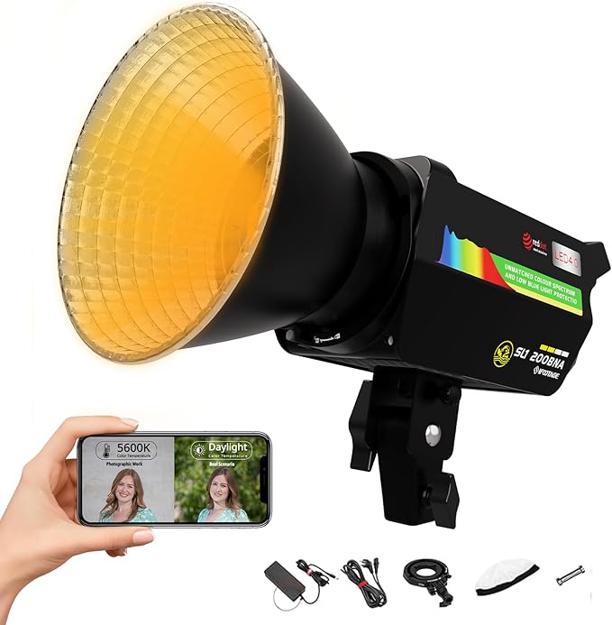 IFOOTAGE SL1 200BNA 200W Bi-Color COB LED Video Light,Standard Bowens Mount Point Source Output Continuous Lighting,APP Control,for Studio Camera Photography Live Streaming