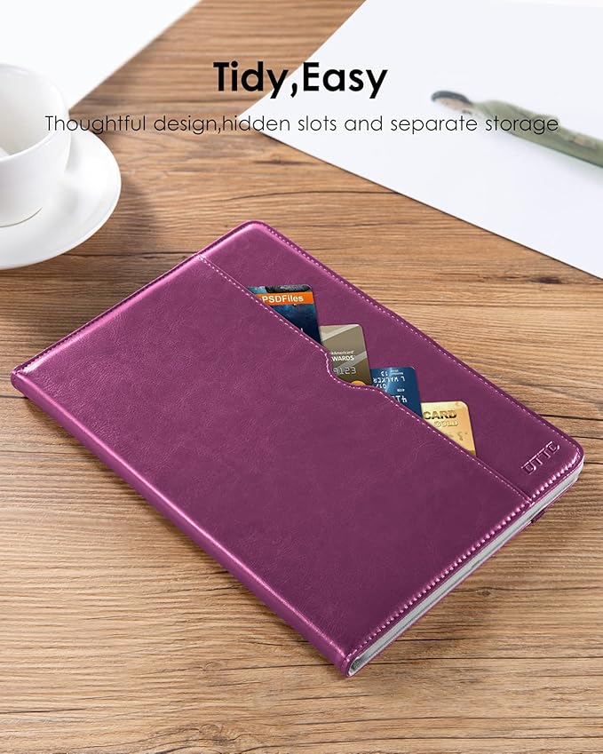 DTTO for iPad 9.7 Inch 5th/6th Generation 2018/2017 Case with Apple Pencil Holder, Premium Leather Folio Stand Cover Case for Apple iPad 9.7 inch, Also Fit iPad Pro 9.7/Air 2/Air - Purple