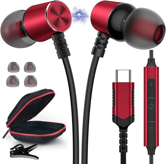 USB C Headphone Type C Earphone Magnetic Wired Earbuds for iPhone 17 Pro Max 16 16e 15 17e for Samsung S26 S25 FE S24 A36 S23 for iPad A16 Pixel 10a 10 9 Noise Canceling in-Ear Headset with Microphone