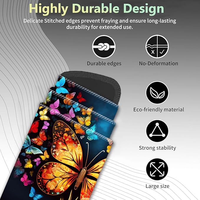 Extended Non-Slip Mouse Pad + Mouse Wrist Rest + Lace-Shaped Coaster Set, Ergonomic Design, Suitable for Desk and Home Gaming Table Mat, Colorful Tree Butterfly