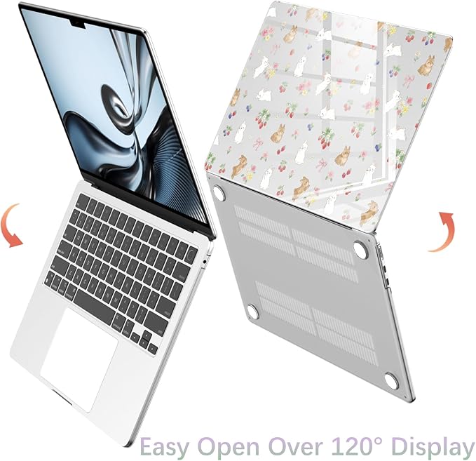 Compatible with MacBook Pro 14 inch Case M5 M4 M3 M2 M1 Pro/Max 2026-2021 A3427 A3426 A3434 A3112 A3185 A3401 A2918 A2992 A2779 A2442, Cute Bunny Rabbit Hard Shell Clear Cover