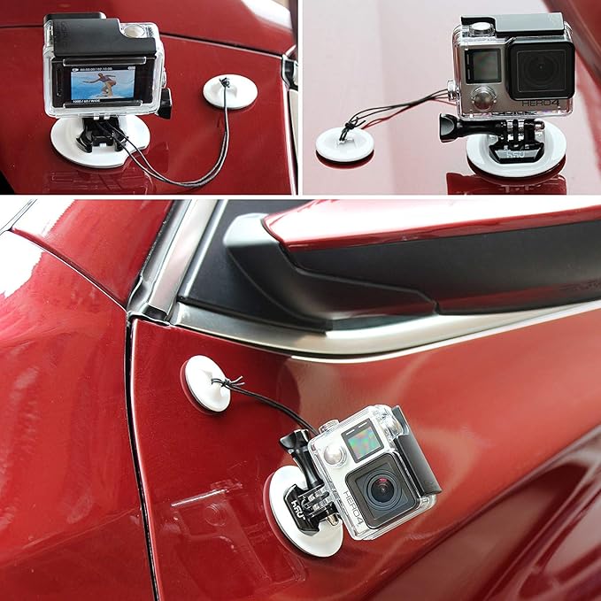 HSU Surf Mounts and Accessories for Ski, Snorkeling, Surfing, Wakeboarding Fitting GoPro Hero 13,12,11,10,9,8,7,6,5 Black, Silver, AKASO Campark, and Other Action Cameras (Surfing Kit)