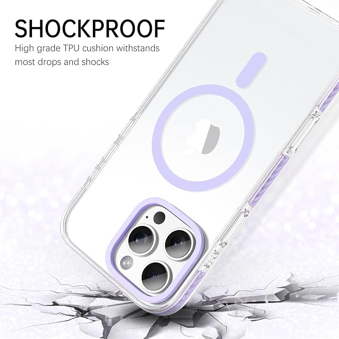 BENTOBEN Magnetic for iPhone 16 Pro Max Case 6.9", Compatible with Magsafe Military Shockproof Protective Bumper Cute Transparent Slim Anti-Yellowing Phone Case for iPhone 16 ProMax Cover,Clear Purple