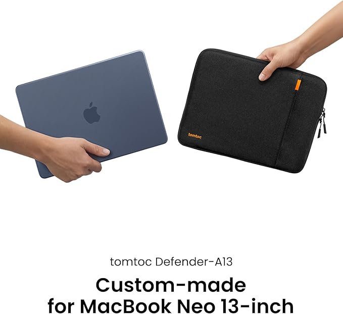 tomtoc 360° Protective Laptop Sleeve Designed for 13-inch New MacBook Neo A3404 (2026) A18 Pro Chip, Water-Resistant Shockproof Computer Case Bag Fits 12-13 Inch Surface Pro Copilot+ PC