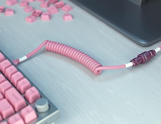 GLORIOUS Coiled Keyboard Cable – Coiled USB C Cable Artisan Braided Cables for Mechanical Gaming Keyboard Coiled Cable - Custom Keyboard Cable (Electric Blue)