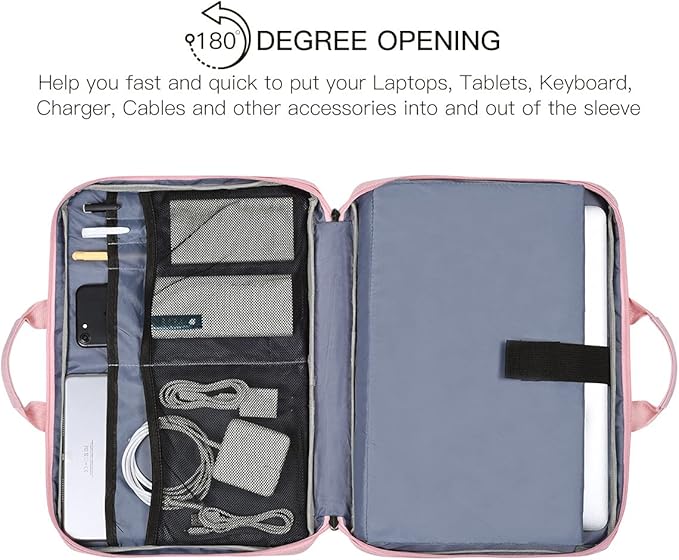 11.6-12.9 Inch Laptop Bag Sleeve Women Ladies TSA Briefcase for Macbook Neo 13 A18 Pro A3404, 13" iPad Pro M5 M4, iPad Air 13 M4 M3 2026 2025, iPad 12.9", Acer Lenovo Dell Chromebook 11.6" Case, Pink