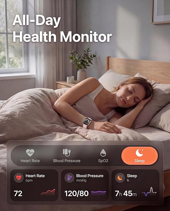 Smart Watch, Fitness Watch for Women Men with 24/7 Heart Rate/Blood Pressure Monitor,Pedometer, Sleep Tracker, 120+ Sport Modes, IP68 Waterproof Activity&Fitness Tracker Compatible with Android iPhone