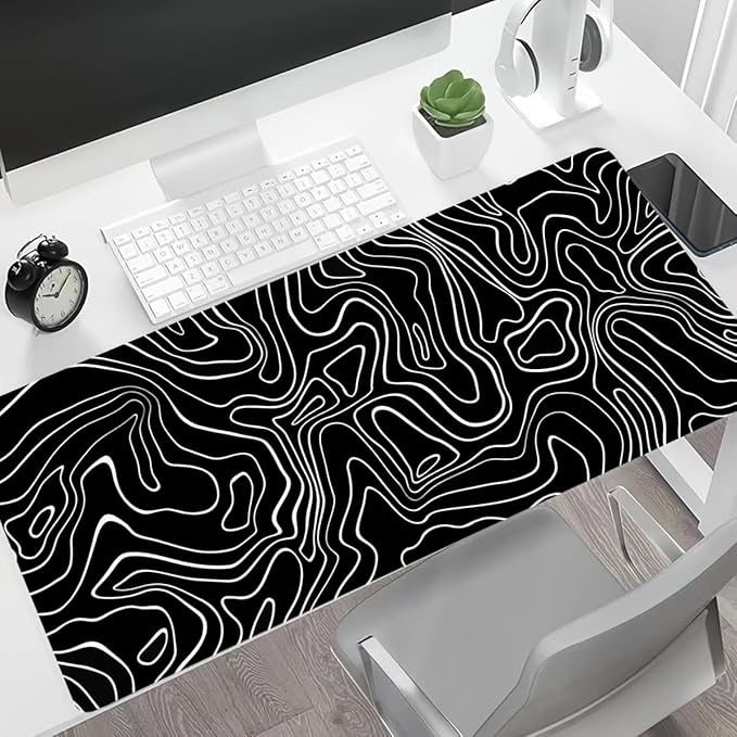 Rcege Large Mouse Pad for Desk - Gaming Mouse Pad with Stitched Edges, Anti-Slip Base for Keyboard and Mouse (Topographic Line,23.6x11.8 inch)
