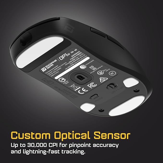 ENDGAME GEAR OP1w 4k v2 Wireless Gaming Mouse Black – 30K DPI Optical Sensor, 4000Hz Polling, Hot-Swappable Switches & Claw-Grip Design