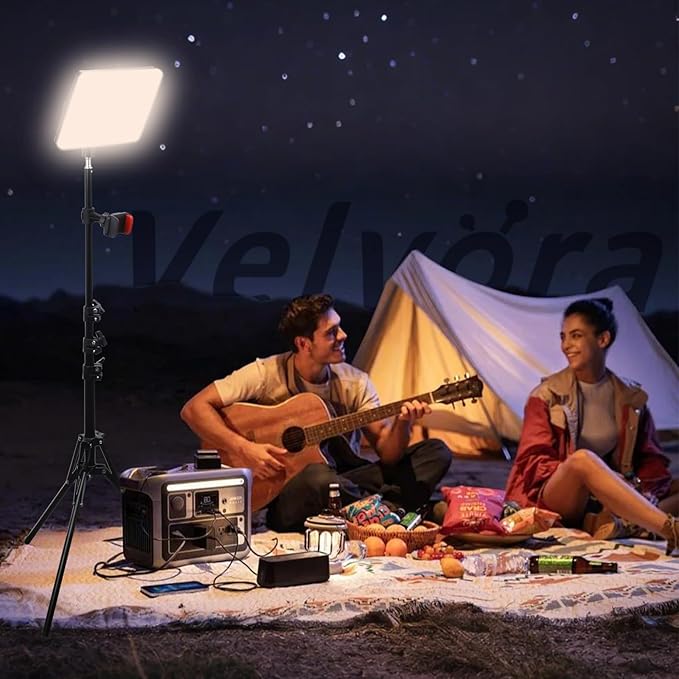 2-Pack LED Video Light Panel, 2700K-7500K Bi-Color Dimmable Photography Lighting Kit with 60" Tripod Stands & Phone Holders, CRI 95+ Studio Lights for Streaming, YouTube, TikTok, Zoom