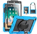 SEYMAC Case for iPad 6th/5th Generation 9.7 Inch, Full-Body Shockproof Heavy Duty Protective Case with Screen Protector, Rotating Stand/Hand/Shoulder Strap for iPad Air 2/ Pro 9.7, Light Blue