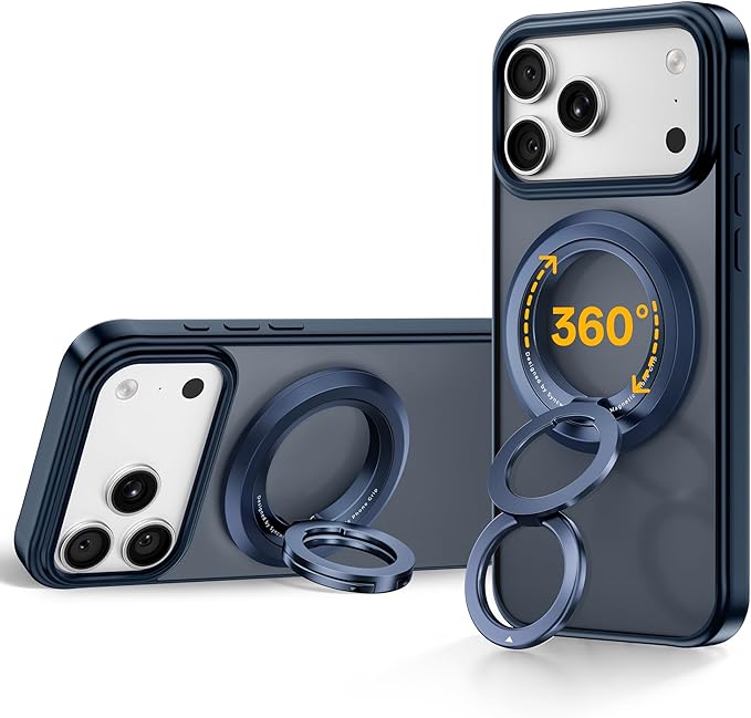 SYNCWIRE for MagSafe Ring Phone Holder, 360° Rotation Magnetic Cell Phone Grip Dual-Sided Magnets Phone Ring Kickstand Compatible with iPhone 17 16 15 14 13 12 Pro Max MagSafe, Android, Samsung etc.