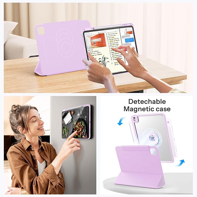 SPARIN Case for iPad Air 13 Inch M4 2026/M3 2025/M2 2024 ((8th/7th/6th Generation), Removable Magnetic Cover with Apple Pencil Holder, Portrait and Landscape Stand, Auto Wake/Sleep -Purple