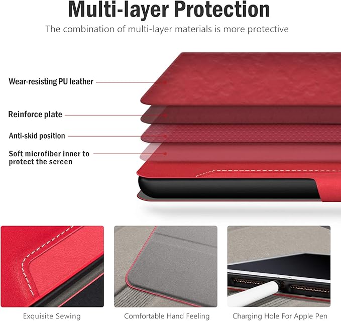 Antbox Case for iPad Pro 10.5 / iPad Air 3 with Built-in Pencil Holder Auto Sleep/Wake Function PU Leather Smart Cover for iPad Air 3 10.5 Inch 2019/iPad Pro 10.5 2017 (Red)
