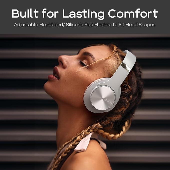 DOQAUS Bluetooth Headphones Over Ear, 90H Playtime, 3 EQ Modes, HiFi Audio, ENC Mic, Reinforced Durable Frame & Soft Earpads for Extended Wear, Phone, PC, Travel