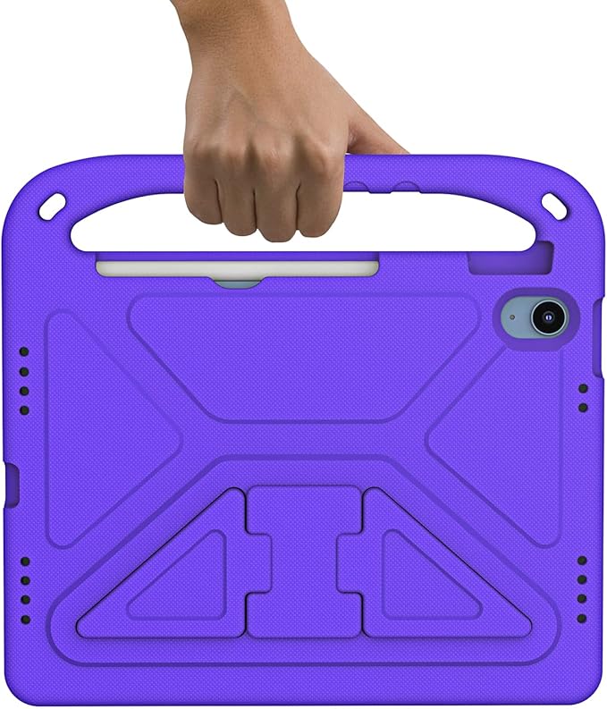 for iPad A16 Case 11th Generation 2025 11 Inch, iPad 10th Generation 10.9" 2022 Case, Kids Friendly Lighweight EVA Foam Shoulder Strap Shockproof Stand Cover for Girls Boys, Purple