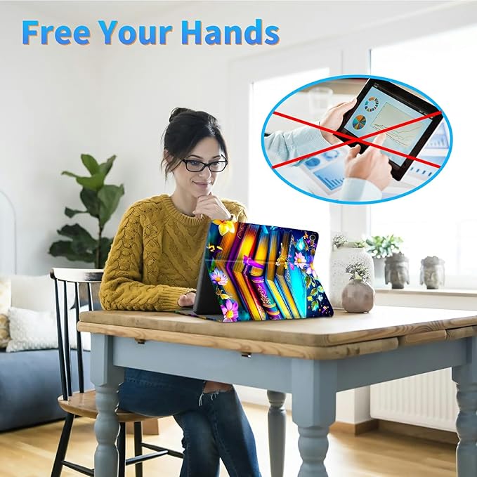 for Amazon Kindle Fire Max 11 (13th Generation, 2023 Release) 11" Tablet Case, Slim Kickstand Stand Leather Smart Cover with Auto Wake/Sleep, Blue Book Flower