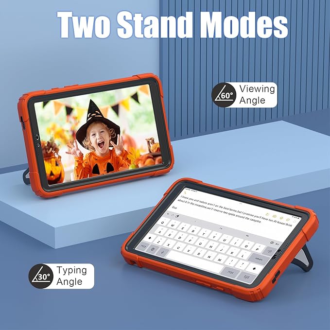 AKABEILA Compatible with Samsung Galaxy Tab A11 2025 8.7 inch Tablet Case，Lightweight Shockproof Rugged Protective Cover with Kickstand for Kids Children Boys Babies Orange Black