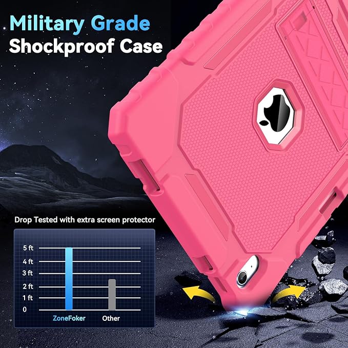Grifobes for iPad A16 Case 11th Generation 11 inch 2025 / iPad 10th Generation Case 10.9 inch 2022, Heavy Duty Military Grade Shockproof Cover with Pencil Holder for i Pad 11/10 Gen (Pink)