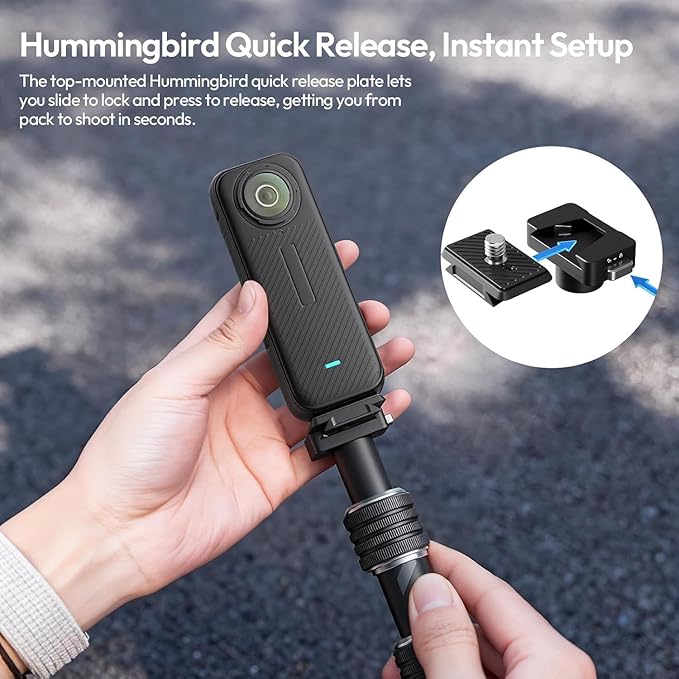 ULANZI Quick-Release Invisible Selfie Stick Motorcycle Bike Mount Kit for Insta360 X5 X4 X3/DJI Osmo 360, VL03 40in Adjustable Extension Pole Clamp Mount for GoPro DJI Insta360 Action Camera