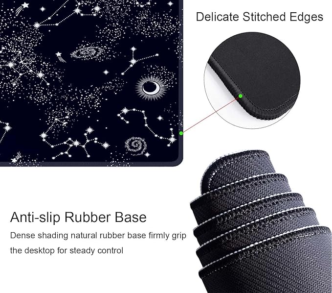 Desk Mat, Big Desk Pad, XL Extended Gaming Mouse Pad, Large Mouse Pad for Desk Rubber Base Mousepad with Stitched Edges, Keyboard Mouse Mat for Work, Game, Office, Home - Space Galaxy Constellation