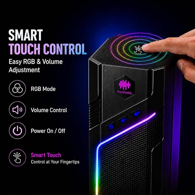 W-206RE Bluetooth RGB Computer Speakers, 2.0 Stereo PC Speakers with 21 LED Light Modes, Touch Control, USB Powered Desktop Speakers for PC, Laptop, PS5