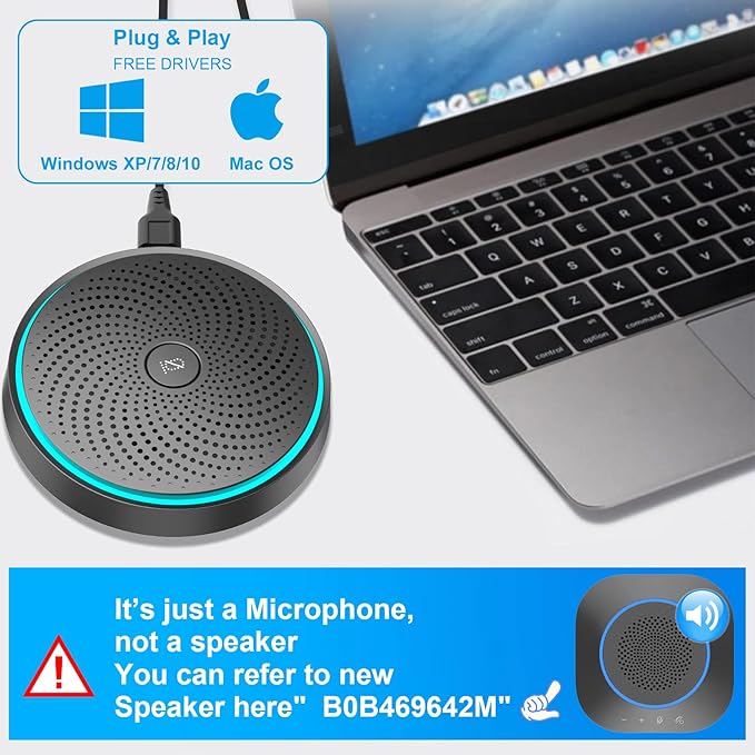 ANSTEN Conference USB Microphone, Omnidirectional Condenser PC Mic Pick Up Voice 10ft,Ideal for Video Conferencing Recording, Skype, Online Class, Court Report, Compatible with Mac OS X Windows