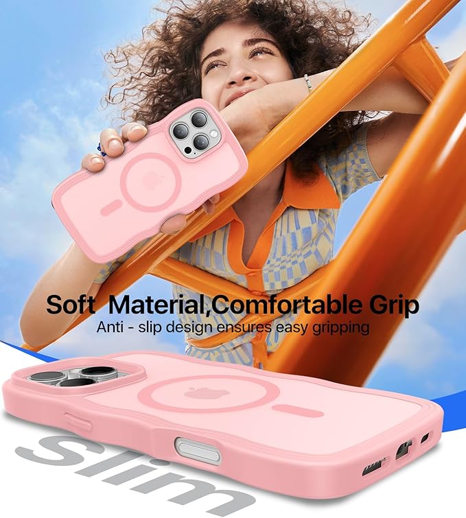 Magnetic for iPhone 16 Pro Max Case[Compatible with MagSafe][Military-Grade Drop Protection][Anti-Yellowing] Shockproof Translucent Matte Cover for iPhone 16 Pro Max Phone Case,PeachPink