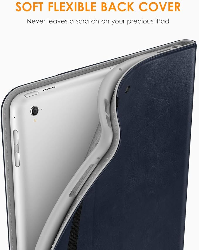DTTO for iPad 9.7 Inch 5th/6th Generation 2018/2017 Case with Apple Pencil Holder, Premium Leather Folio Stand Cover Case for Apple iPad 9.7 inch, Also Fit iPad Pro 9.7/Air 2/Air - Blue