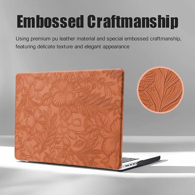 DTangLsm for MacBook Pro 14 inch Case 2026 M5, 2025 2024-2021 M4 M3 M2 M1 A3426 A3427 A3434 A3112 A3185 A3401 A2918 A2992 A2779 A2442 Pro Max, Textured Retro Leather Hard Case & Keyboard Cover, Brown