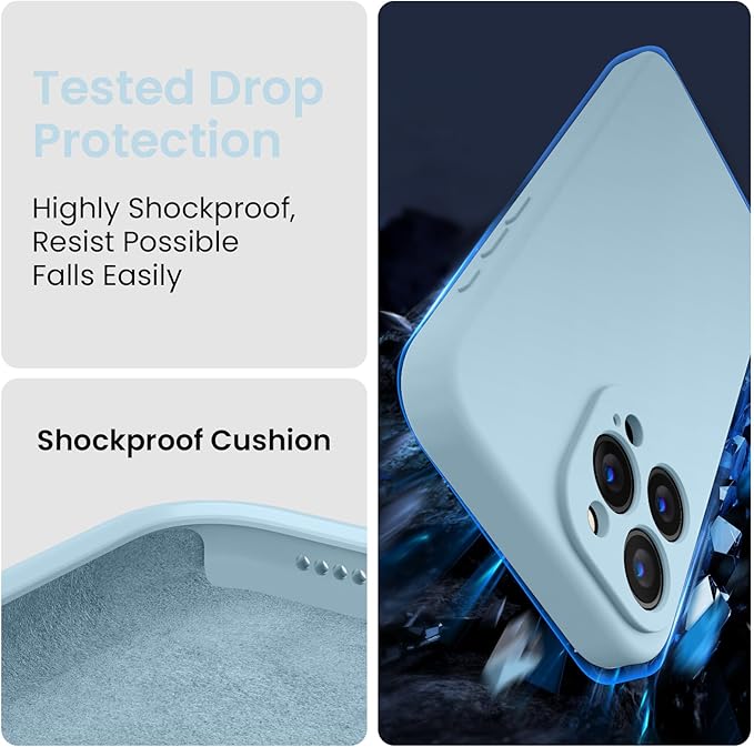 FireNova Designed for iPhone 16 Pro Max Case, Silicone Upgraded [Camera Protection] Phone Case, Soft Anti-Scratch Microfiber Lining Inside, 2024, Sky Blue