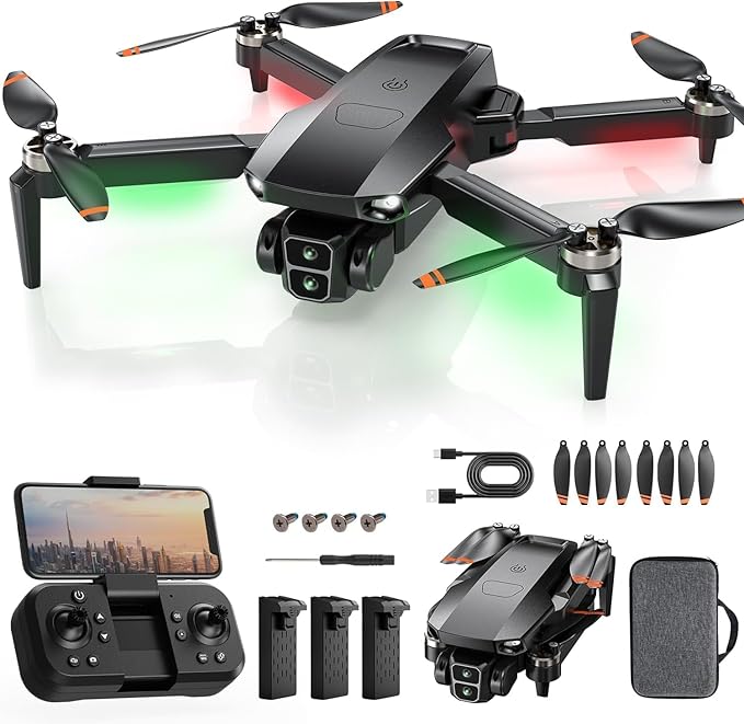 Drone with Camera for Adults 4K, Brushless Motor Drones for Kids Beginners, 60 Mins Flight, 130° Lens, FPV Foldable RC Quadcopter, Gesture Photography, Toys Gifts for Teen Boys Girls, Purple