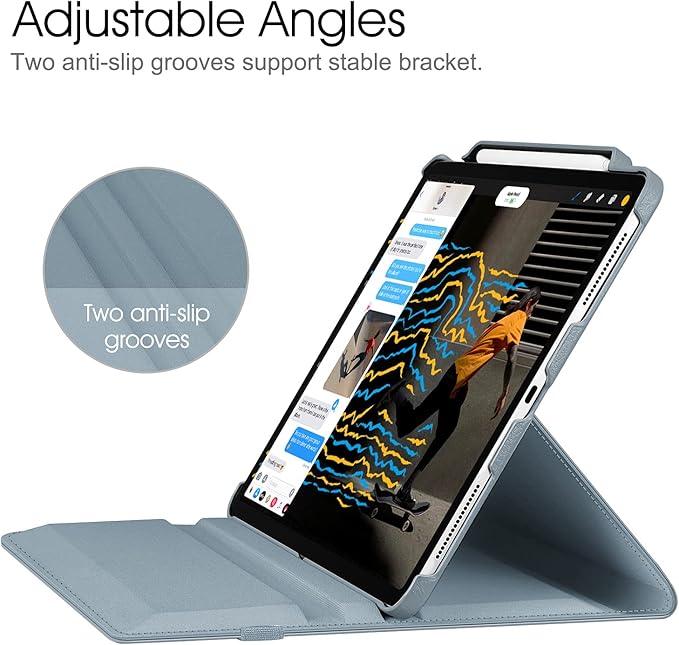 Fintie Rotating Case for iPad Pro 12.9-inch 6th Generation 2022-360 Degree Swiveling Protective Cover with Pencil Holder, Auto Sleep/Wake, Also Fit iPad Pro 12.9" 5th/4th/3rd Gen, Cloudy Blue