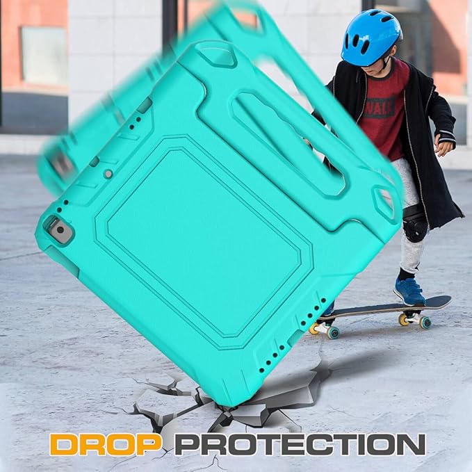 Kids Case for iPad 9th/8th/7th Generation 10.2 Inch 2021/2020/2019, Case for iPad Air 3rd Gen/Pro 10.5 Inch, Durable Shockproof Cover with Screen Protector for iPad 10.2 & 10.5, Cyan