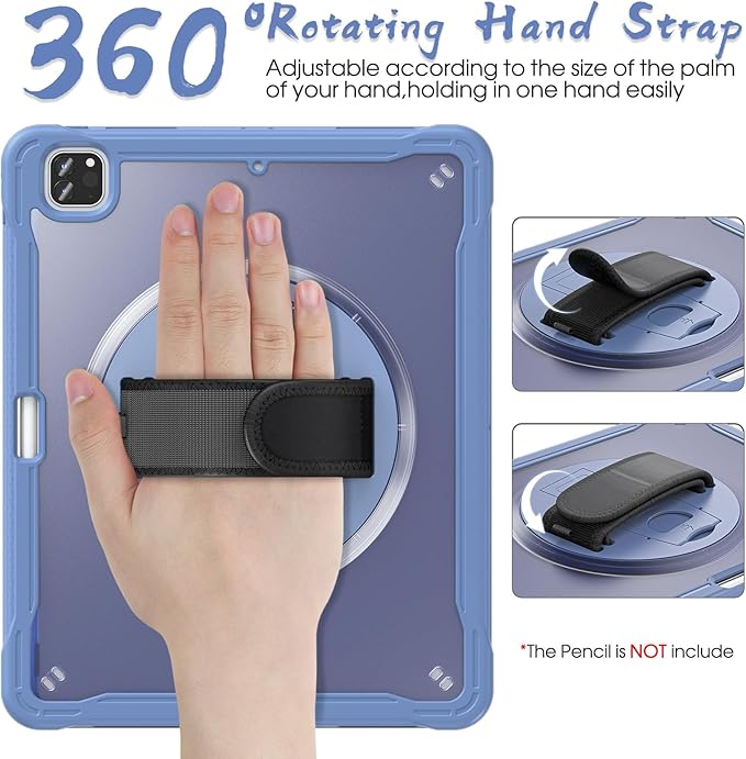 BRAECNstock case for iPad Air 13 Inch M4 2026/ M3 2025/ M2 2024 & Pro 12.9 inch 6th/5th/4th/3rd Generation 2022-2018 Cover with Screen Protector,Pencil Holder,360°Rotate Stand-Lavender Grey