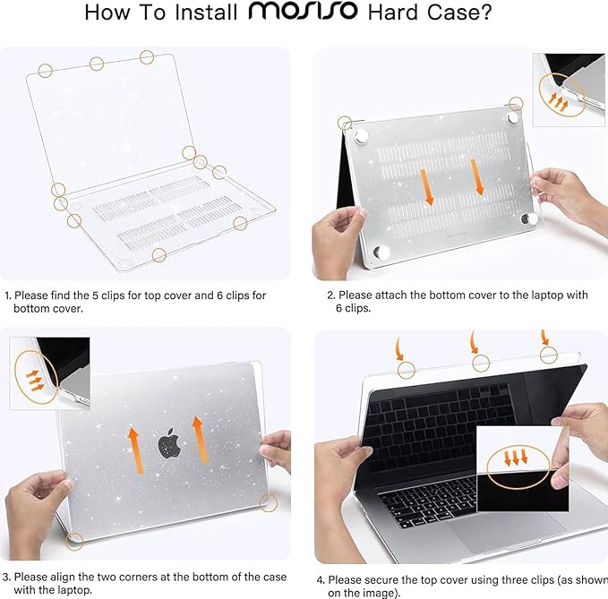 MOSISO Compatible with MacBook Air 15 inch Case M5 2026 M4 2025 M3 2024 M2 2023 A3448 A3241 A3114 A2941, Sparkly Glitter Plastic Hard Shell&Keyboard Cover&Screen Film&Webcam Cover&Type C, Black