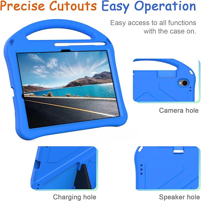 Kids Case for Samsung Galaxy Tab S11 2025 11" Tablet, Techcircle Light Weight Shock Proof EVA Foam Handle Rugged Stand Protective Case, Blue