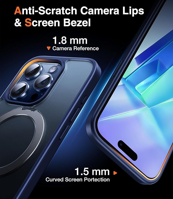 Chicfun 3-in-1 [Magnetic+Kickstand+Ring Holder] for iPhone 15 Pro Max Case Stand Ring Holder Compatible with MagSafe, Military Shockproof Protective Matte iPhone 15 Pro Max Phone Case Kickstand Cover