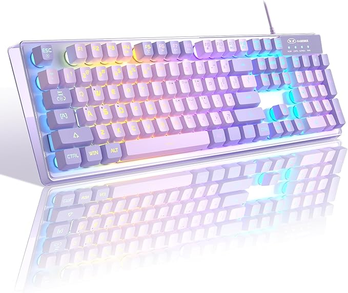 Gaming Keyboard and Mouse Combo, K1 RGB LED Backlit Wired Keyboard with 104 Key Computer PC Gaming Keyboard for PC/Laptop (Purple)