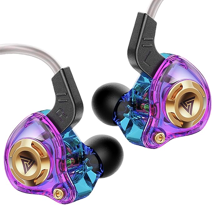 Wired Gaming Headphones IEM Earphones with 1DD，QKZ Ak6 SRS in Ear Monitor, HiFi Earbuds, Crystal Clear Hi-Res Sound with Microphone&New 11mm Dynamic Driver for Gaming,Video Musicians, Singers