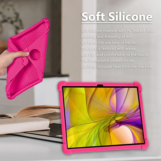 ATOOZ for DOOGEE U11 Case 11 Inch,Soft Silicone Kids Case for DOOGEE U11 Pro Tablet 2025/Teclast P50 Tablet with Stand (Rose Red)
