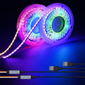 GOMING 5V 8mm Width USB WS2811 RGB COB LED Strip Dream Color with Controller USB Powered 13.12ft/4M(2pcs x 6.6ft/2M) 420LEDs/M Flexible IP20 Not Waterproof LED Tape Lights for DIY Decoration Lighting