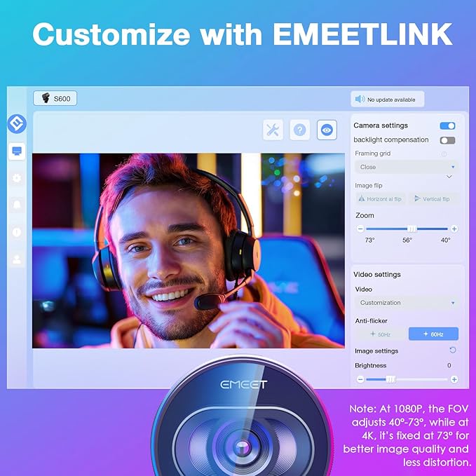EMEET S600 4K Webcam with Tripod for Streaming - Sony 1/2.55'' Sensor, PDAF Autofocus, 1080P@60FPS, 2 Noise Reduction Mics, Built-in Privacy Cover, 73° FOV, Streaming Webcam for Product/Game/Beauty