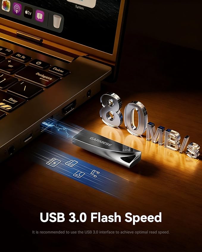 64GB USB 3.0 Flash Drive, Metal Waterproof & Slim Portable Memory Stick with Keychain Hole, Thumb Drive for PC/Laptop/Car/Travel Data Storage
