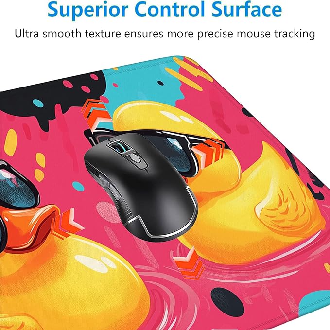 Kawaii Anime Cute Yellow Duck Extended Gaming Mouse Pad Mat with Stitched Edge Non-Slip Base for Office, Home, Computer & Laptop, 31.5"x11.8"
