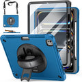 Case for iPad Pro 13 Inch M5 2025/ M4 2024: Military Grade Cover for iPad Pro 13" with Screen Protector - Stand - Handle - Shoulder Strap - Pencil Holder- Blue