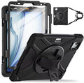 TSQQST Case for iPad Air 11 Inch M4 2026/M3 2025/M2 2024, Cover for iPad Air 5th 4th Generation 10.9"/Pro 11 4th/3rd/2nd/1st Heavy Duty Shockproof Case with Screen Protector+Stand+Hand Strap, Black